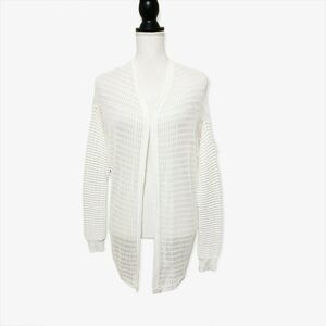 One Grey Day Cocoon Cardigan Sweater Knit Open Front White Sz S Back Slit